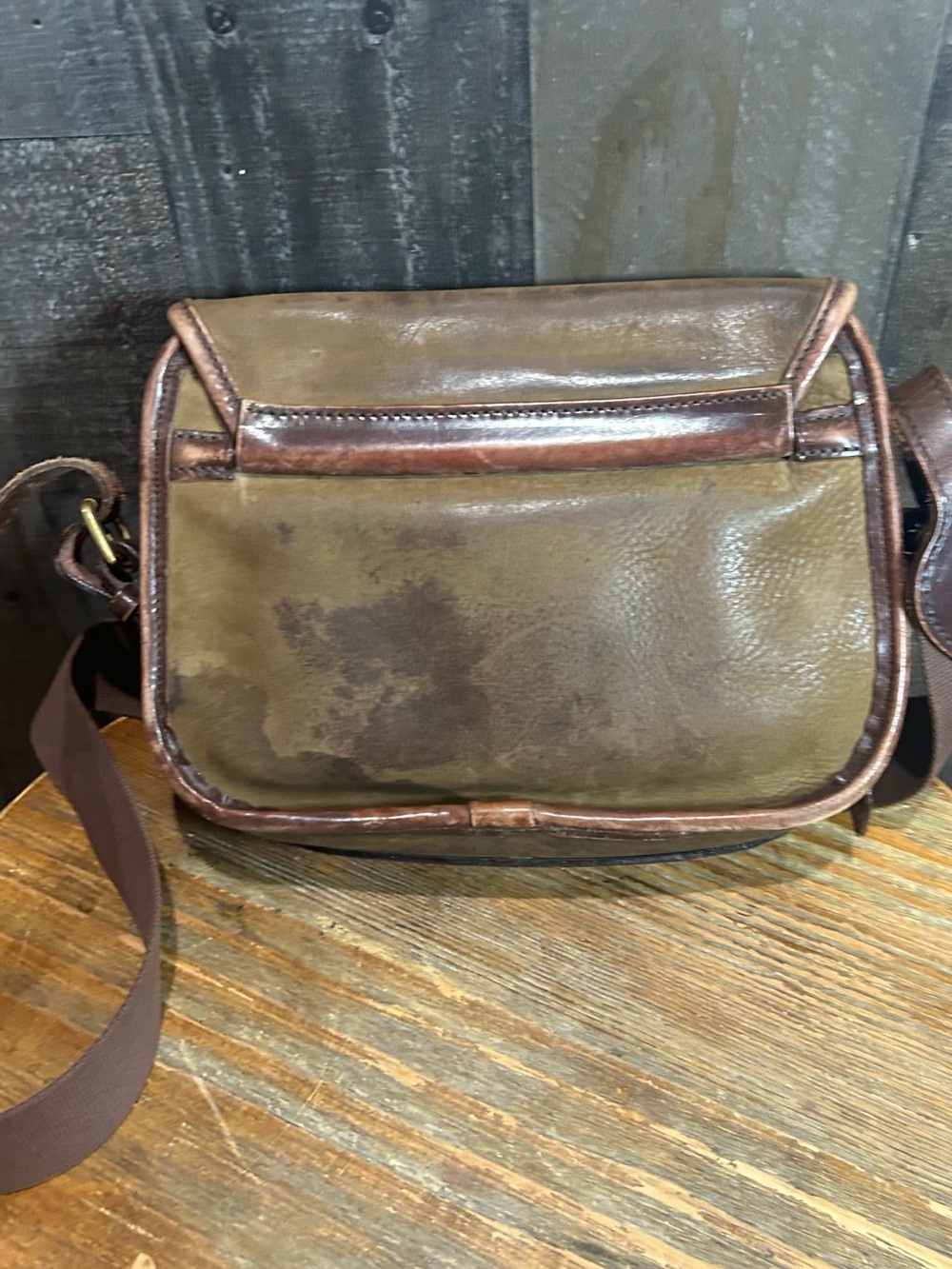 Men's Brown Leather Canvas Crossbody Bag - Unbranded - Picture 2 of 7